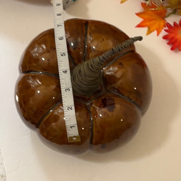 GLASS PUMPKIN WITH WIRE STEM NWOT - Picture 6 of 6